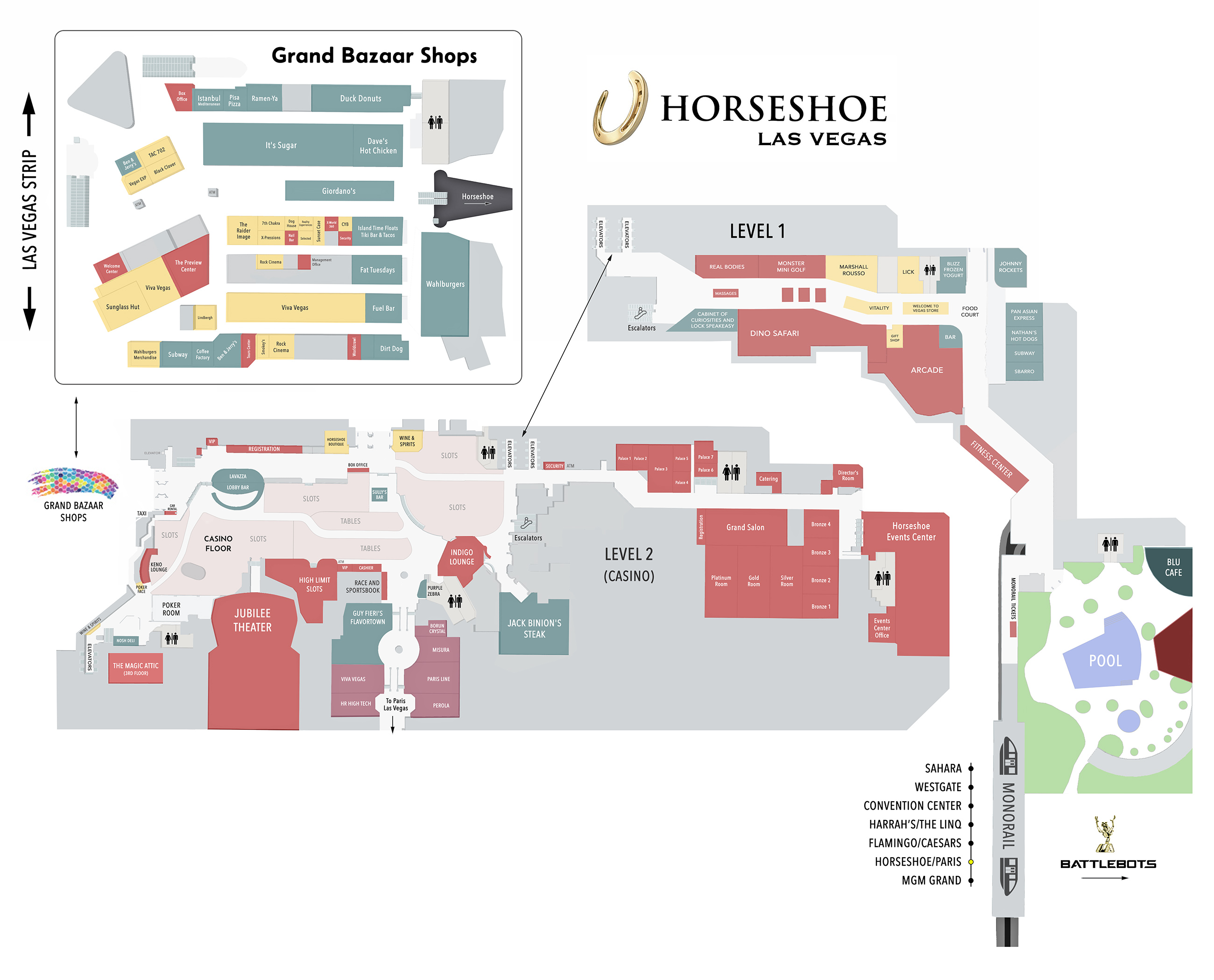 Bally's Casino Property Map & Floor Plans Las Vegas
