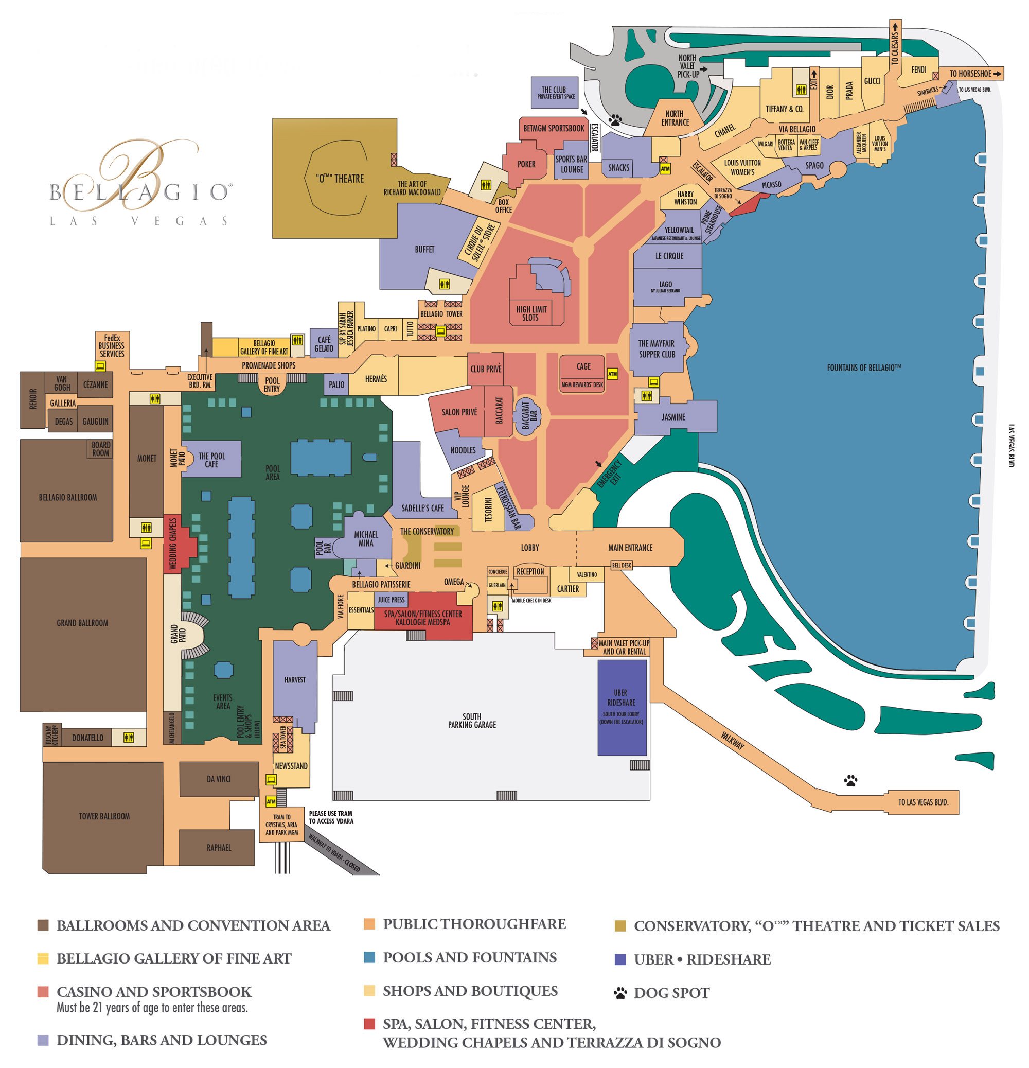 Bellagio Casino Property Map & Floor Plans - Las Vegas