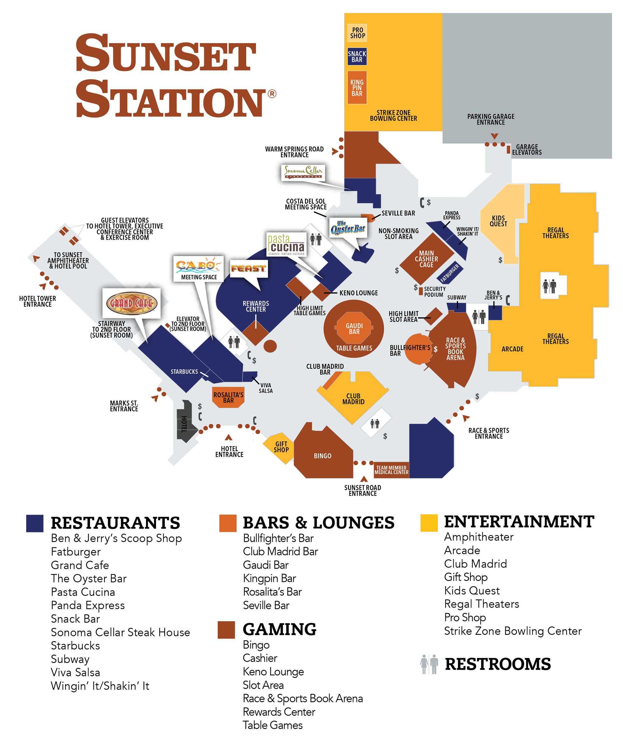 Sunset Station Casino Property Map & Floor Plans Las Vegas
