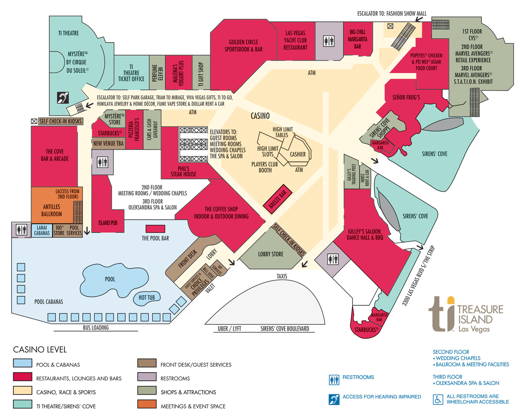 Treasure Island Casino Property Map & Floor Plans Las Vegas