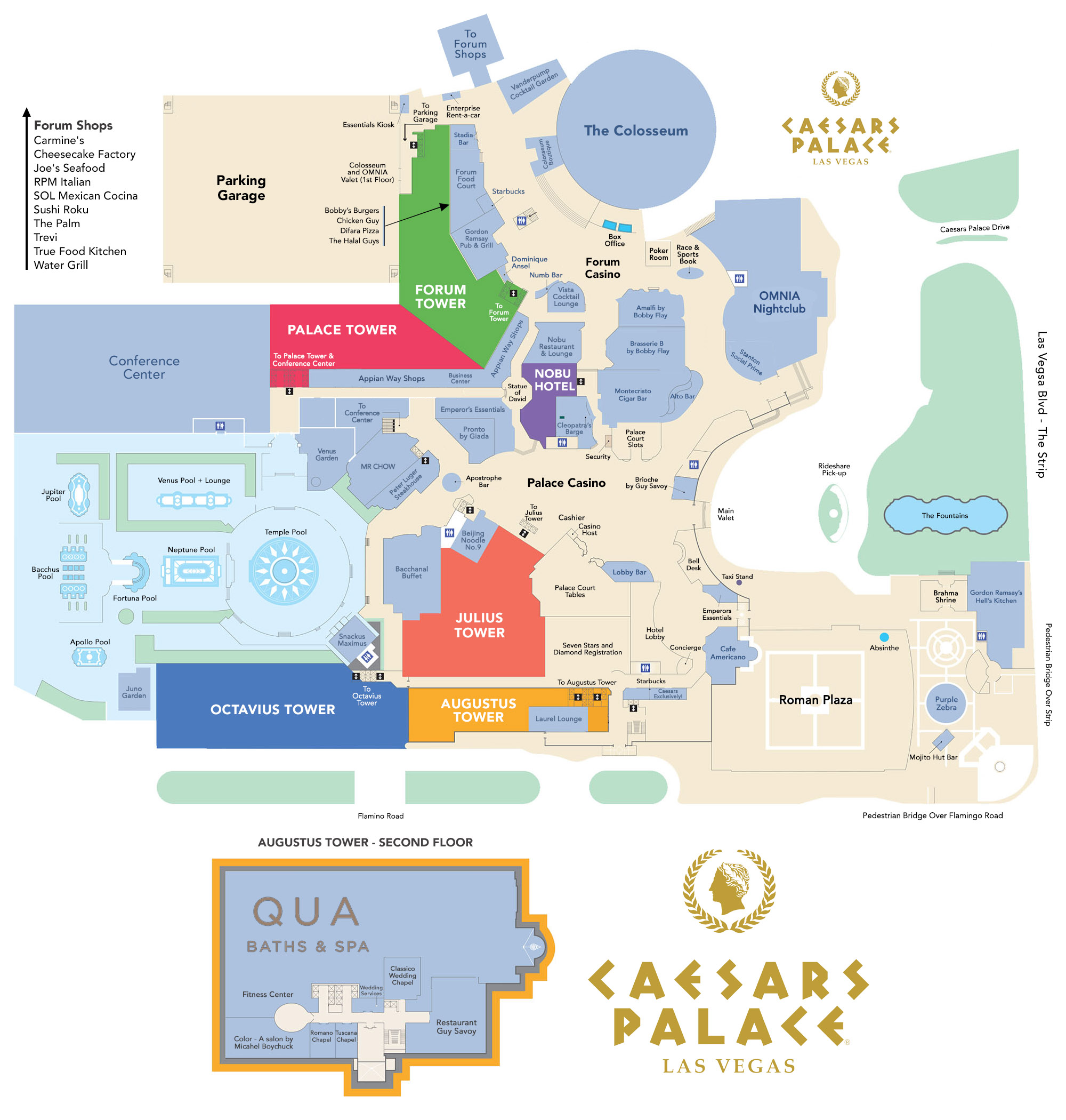 Caesars Palace Property Map & Floor Plans - Las Vegas